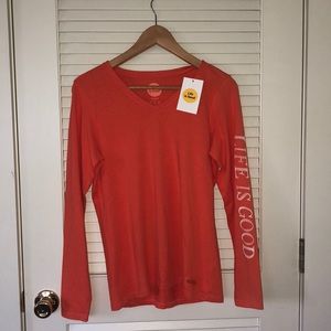 Life is good long sleeve orange shirt